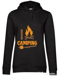 Hoodie dama cu gluga I love Camping Negru