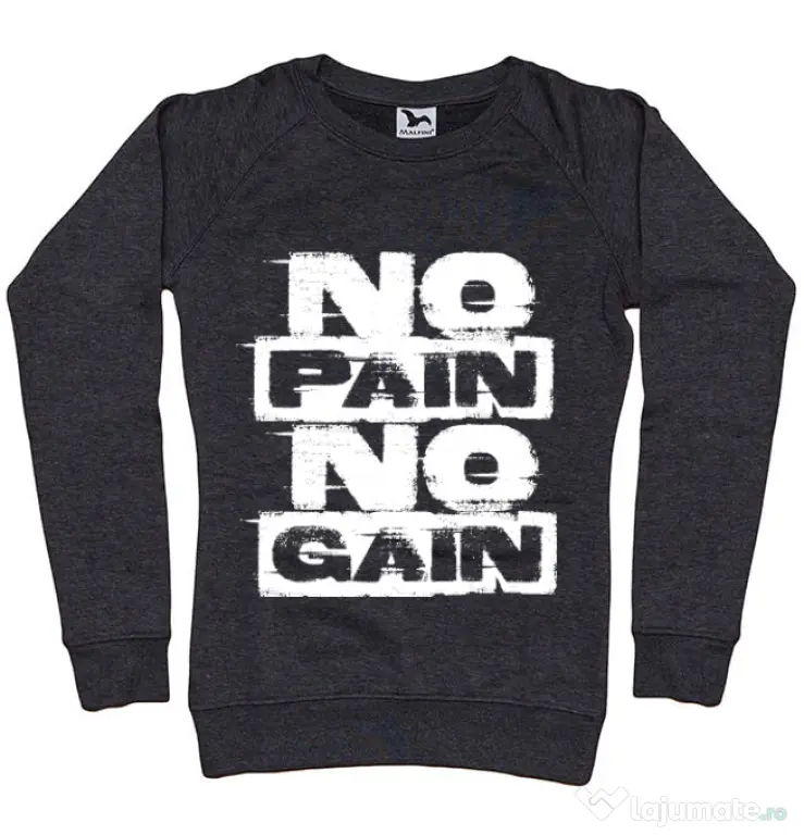 Bluza ADLER dama No pain, no gain Negru melanj