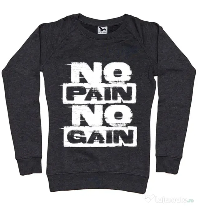 Bluza ADLER dama No pain, no gain Negru melanj