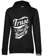 Hoodie dama cu gluga Trust me, I have a beard Negru
