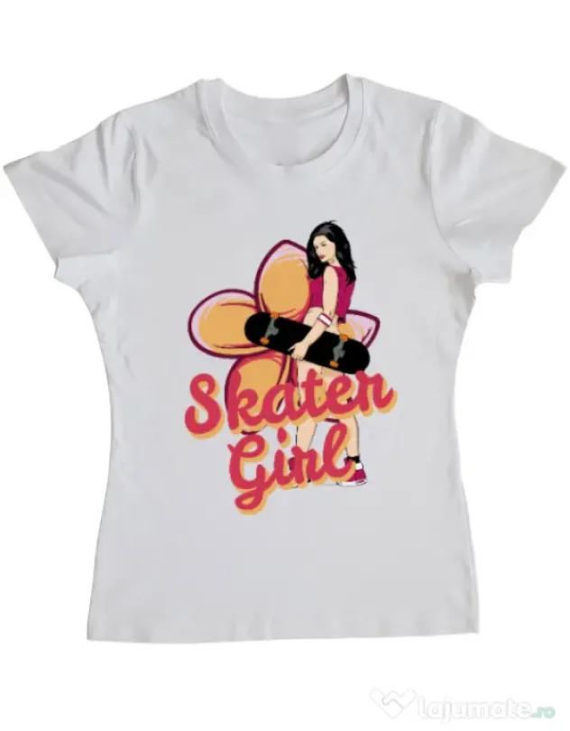 Tricou ADLER dama Skater Girl Alb