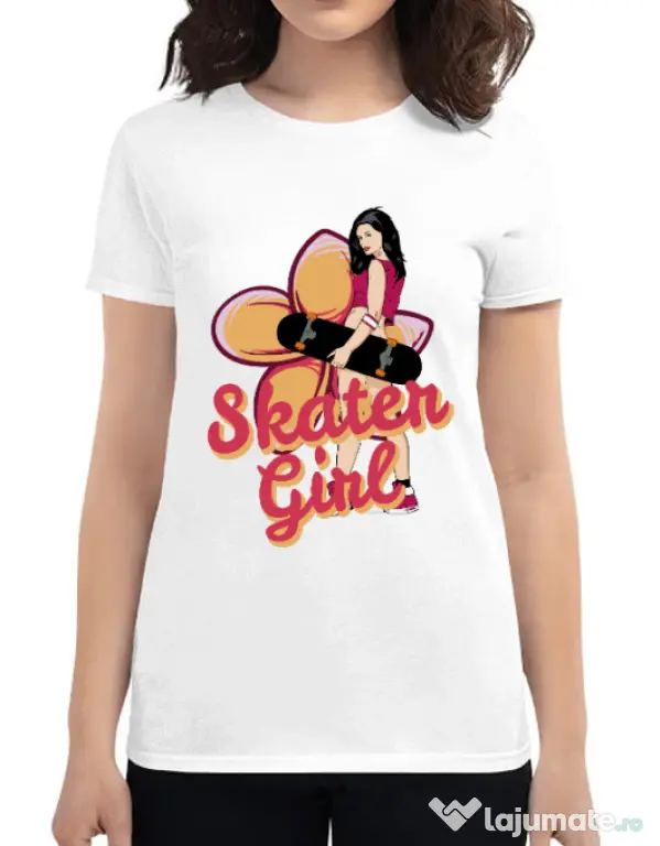 Tricou ADLER dama Skater Girl Alb