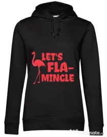 Hoodie dama cu gluga Let’s flamingle Negru
