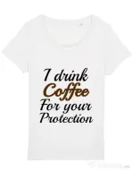 Tricou STANLEY STELLA dama Coffee for your protection Alb
