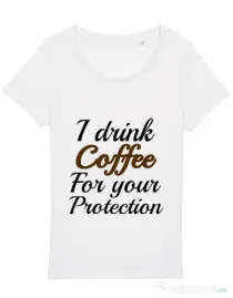 Tricou STANLEY STELLA dama Coffee for your protection Alb