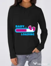 Hoodie dama cu gluga Baby loading Negru