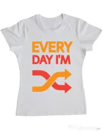 Tricou ADLER dama Every day i'm shuffling Alb
