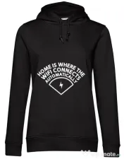Hoodie dama cu gluga Home wifi Negru