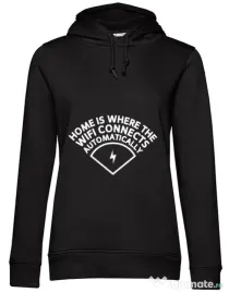 Hoodie dama cu gluga Home wifi Negru