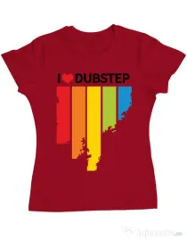 Tricou ADLER dama I love dubstep Rosu