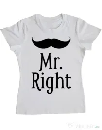 Tricou ADLER dama Mr. right Alb