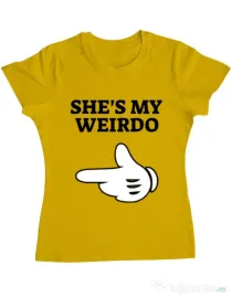 Tricou ADLER dama She's my weirdo Galben