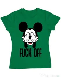 Tricou ADLER dama Fuck off Verde mediu