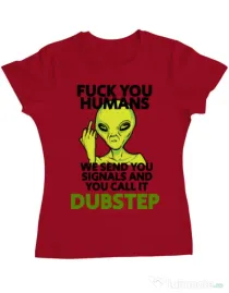 Tricou ADLER dama Dubstep alien Rosu