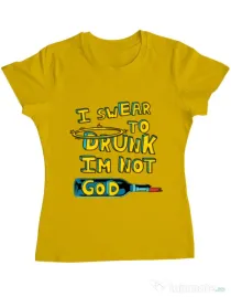 Tricou ADLER dama I swear to drunk Galben