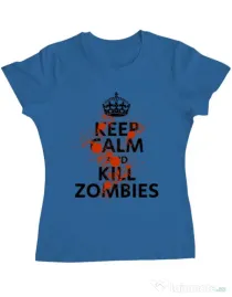 Tricou ADLER dama Kill zombies Albastru azuriu