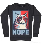 Bluza ADLER dama Grumpy cat Nope Negru melanj