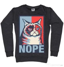 Bluza ADLER dama Grumpy cat Nope Negru melanj