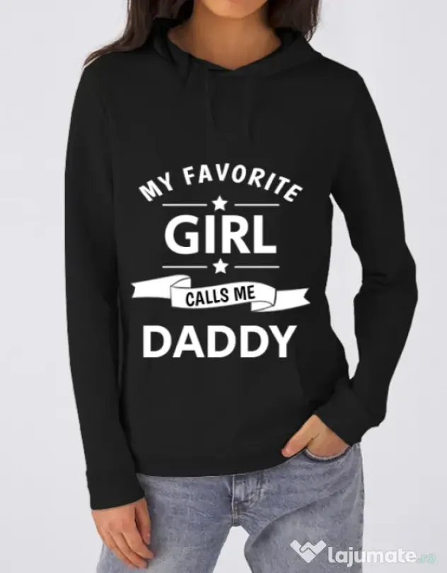 Hoodie dama cu gluga My favorite girl Negru