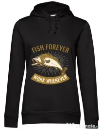 Hoodie dama cu gluga Fish forever Negru