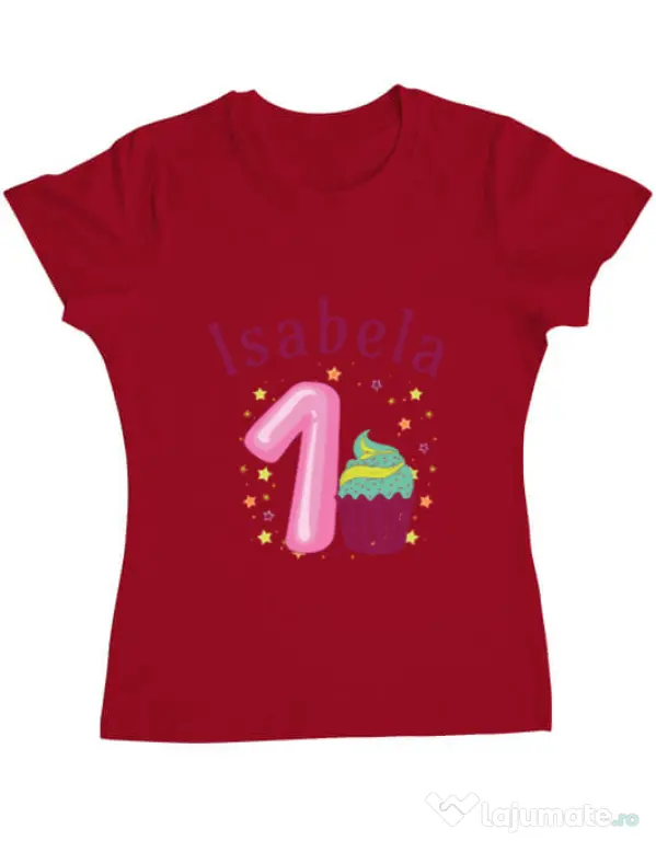 Tricou ADLER dama First Birthday Rosu