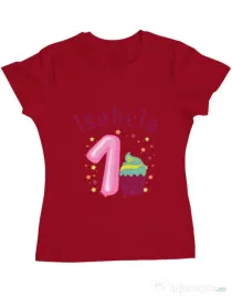 Tricou ADLER dama First Birthday Rosu