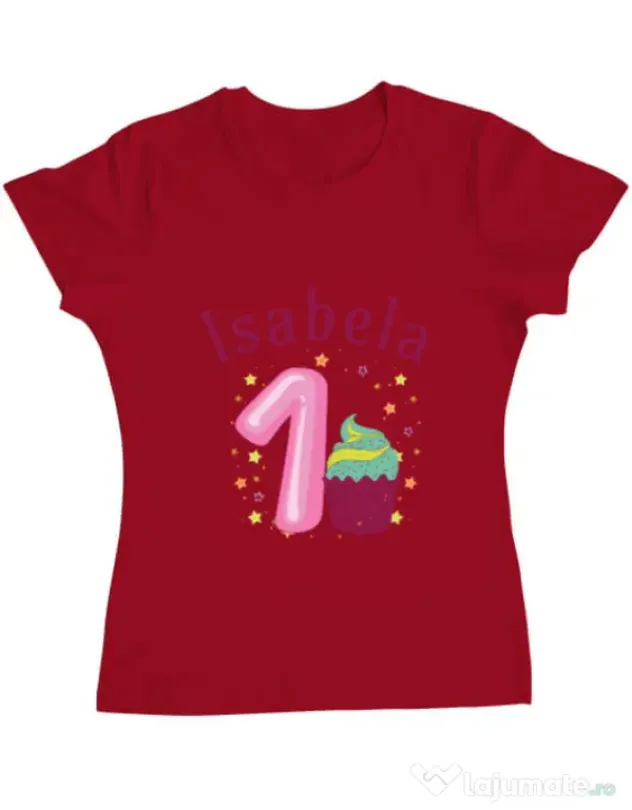 Tricou ADLER dama First Birthday Rosu