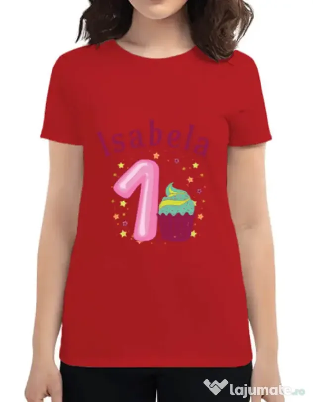 Tricou ADLER dama First Birthday Rosu