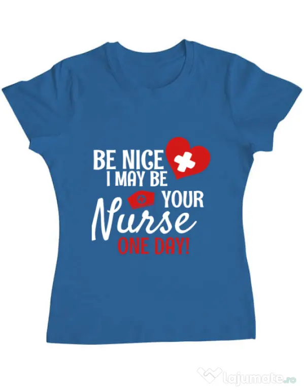 Tricou ADLER dama I may be your nurse Albastru azuriu