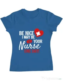 Tricou ADLER dama I may be your nurse Albastru azuriu