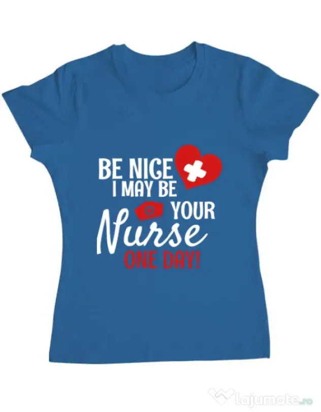 Tricou ADLER dama I may be your nurse Albastru azuriu