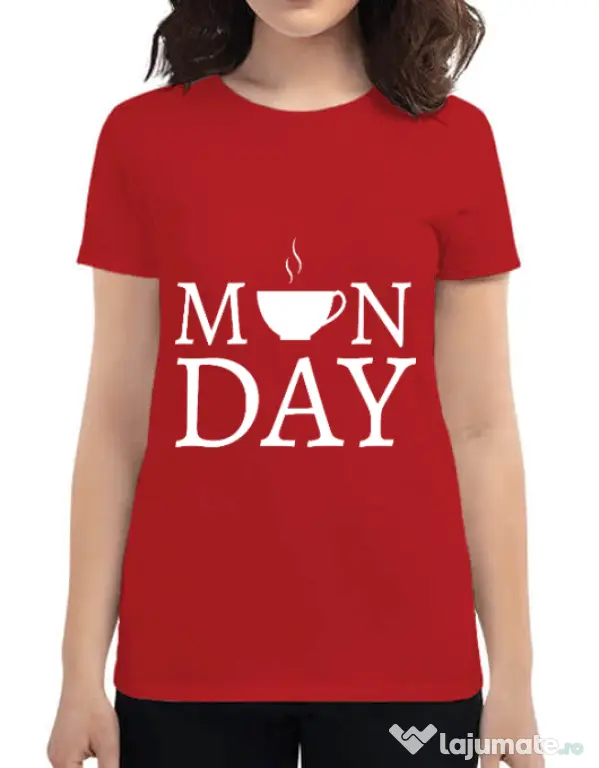 Tricou ADLER dama Monday coffee Rosu
