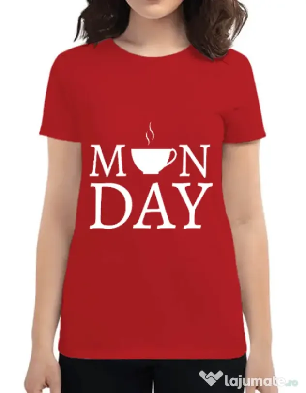 Tricou ADLER dama Monday coffee Rosu