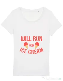 Tricou STANLEY STELLA dama Running for ice cream Alb