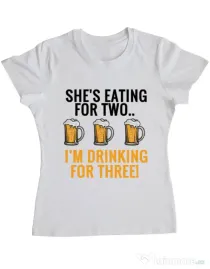 Tricou ADLER dama Drinking for three Alb