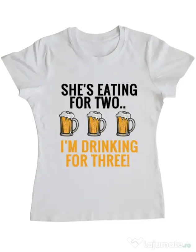 Tricou ADLER dama Drinking for three Alb