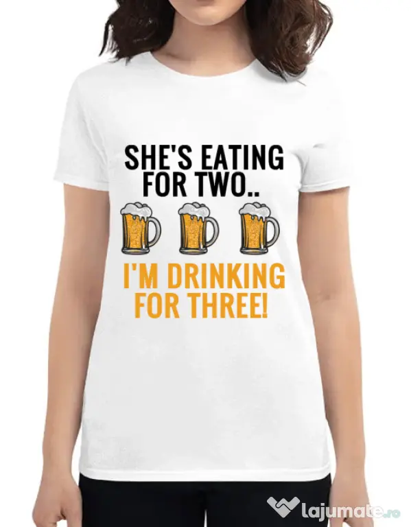 Tricou ADLER dama Drinking for three Alb