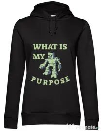 Hoodie dama cu gluga What is my purpose Negru
