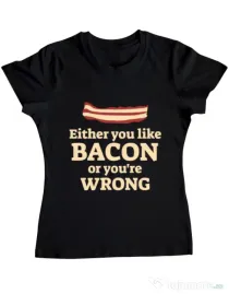 Tricou ADLER dama Bacon lover Negru