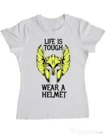 Tricou ADLER dama Life is tough Alb