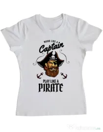 Tricou ADLER dama Play like a pirate Alb
