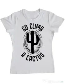Tricou ADLER dama Go climb a cactus Alb