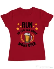 Tricou ADLER dama Drinking more beer Rosu