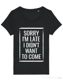 Tricou STANLEY STELLA dama Sorry i’m late Negru