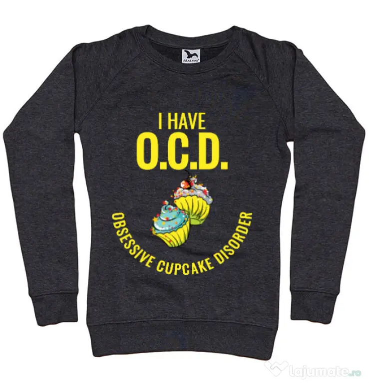 Bluza ADLER dama Obsessive cupcake disorder Negru melanj