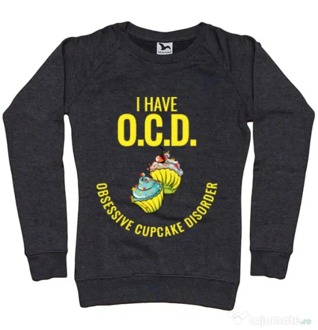 Bluza ADLER dama Obsessive cupcake disorder Negru melanj