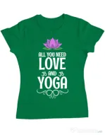 Tricou ADLER dama Love and yoga Verde mediu