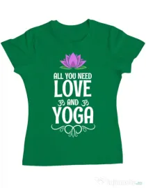 Tricou ADLER dama Love and yoga Verde mediu