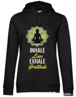 Hoodie dama cu gluga Inhale love Negru