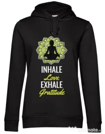 Hoodie dama cu gluga Inhale love Negru